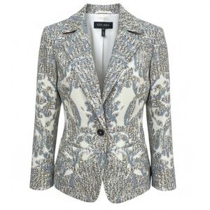 Escada Women's Blazer - Gray and Blue Pattern 34 (U.S. 4)